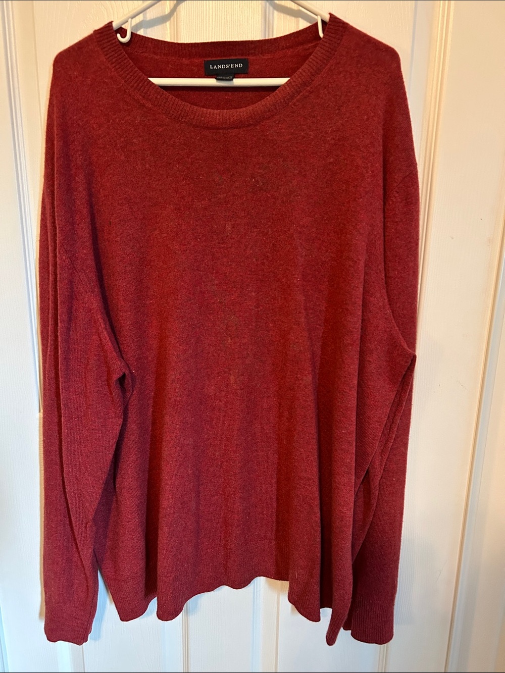 LAND'S END Red 100% Kaschmir Crewneck Sweater Mens XXL Tall 50-52